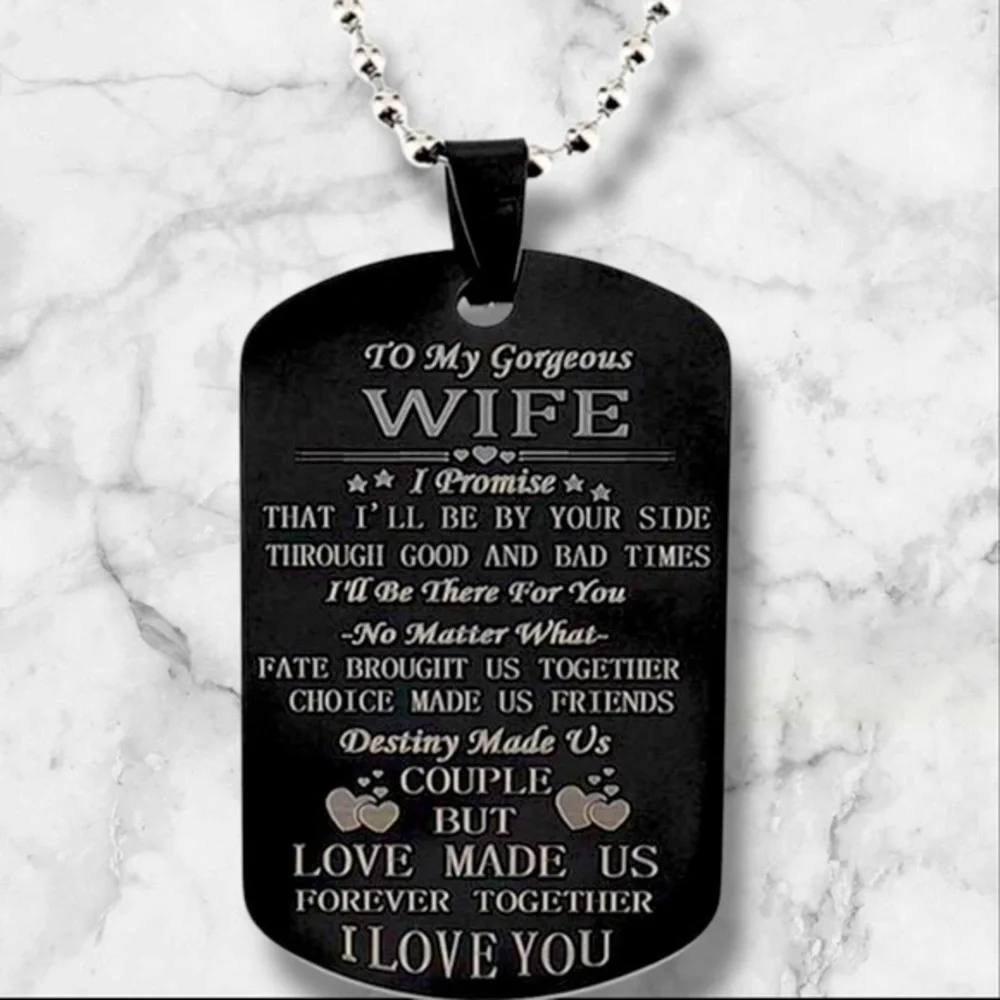 Personalized Engraved Stainless‎ Steel Keychain With Romantic Message For Wife